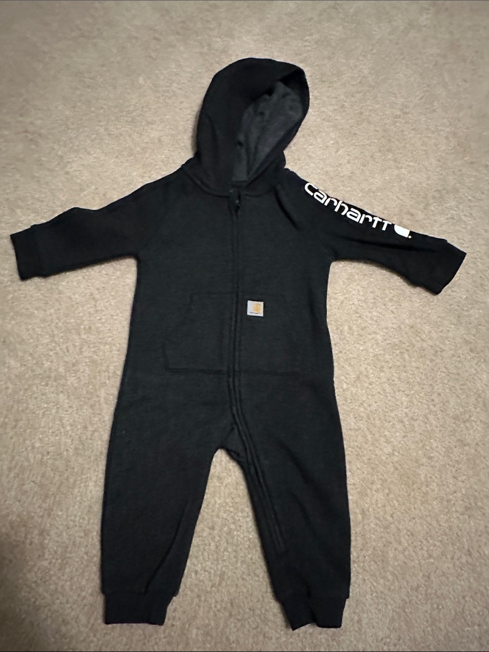 Carhartt Black Hooded Zip-Front Kids One-Piece